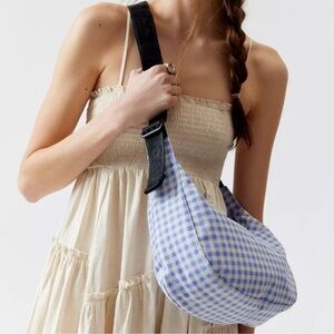 BAGGU Pansy Blue Checkered Shoulder Bag
